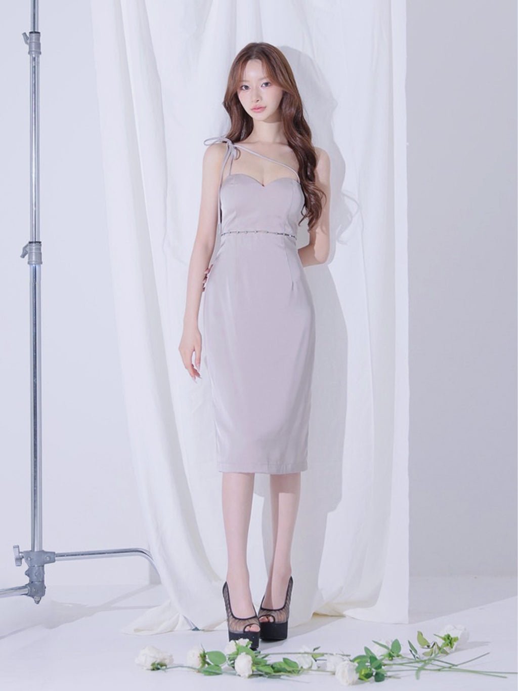 Satin Trace Midi Dress (anier5105)