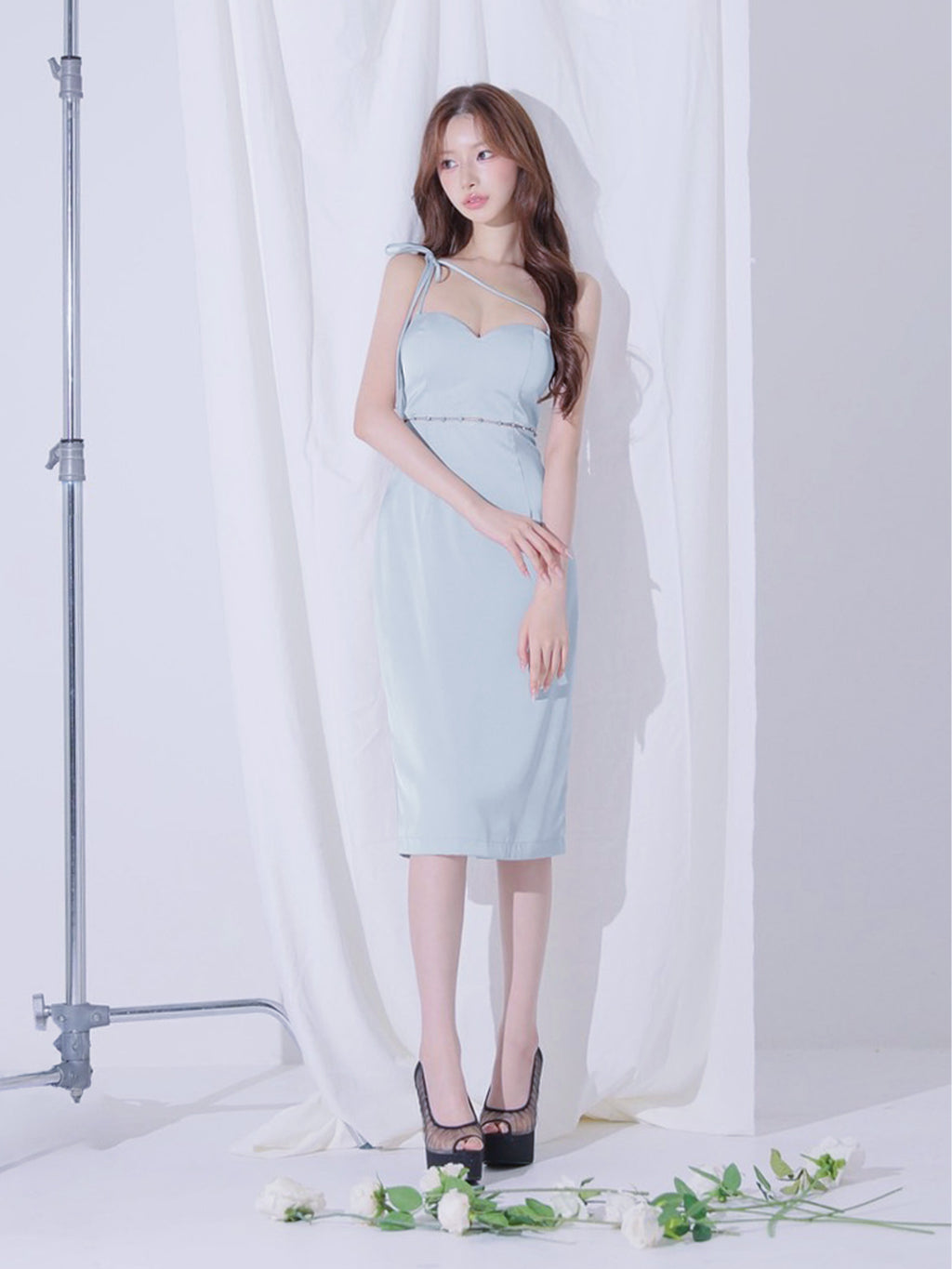 Satin Trace Midi Dress (anier5105)