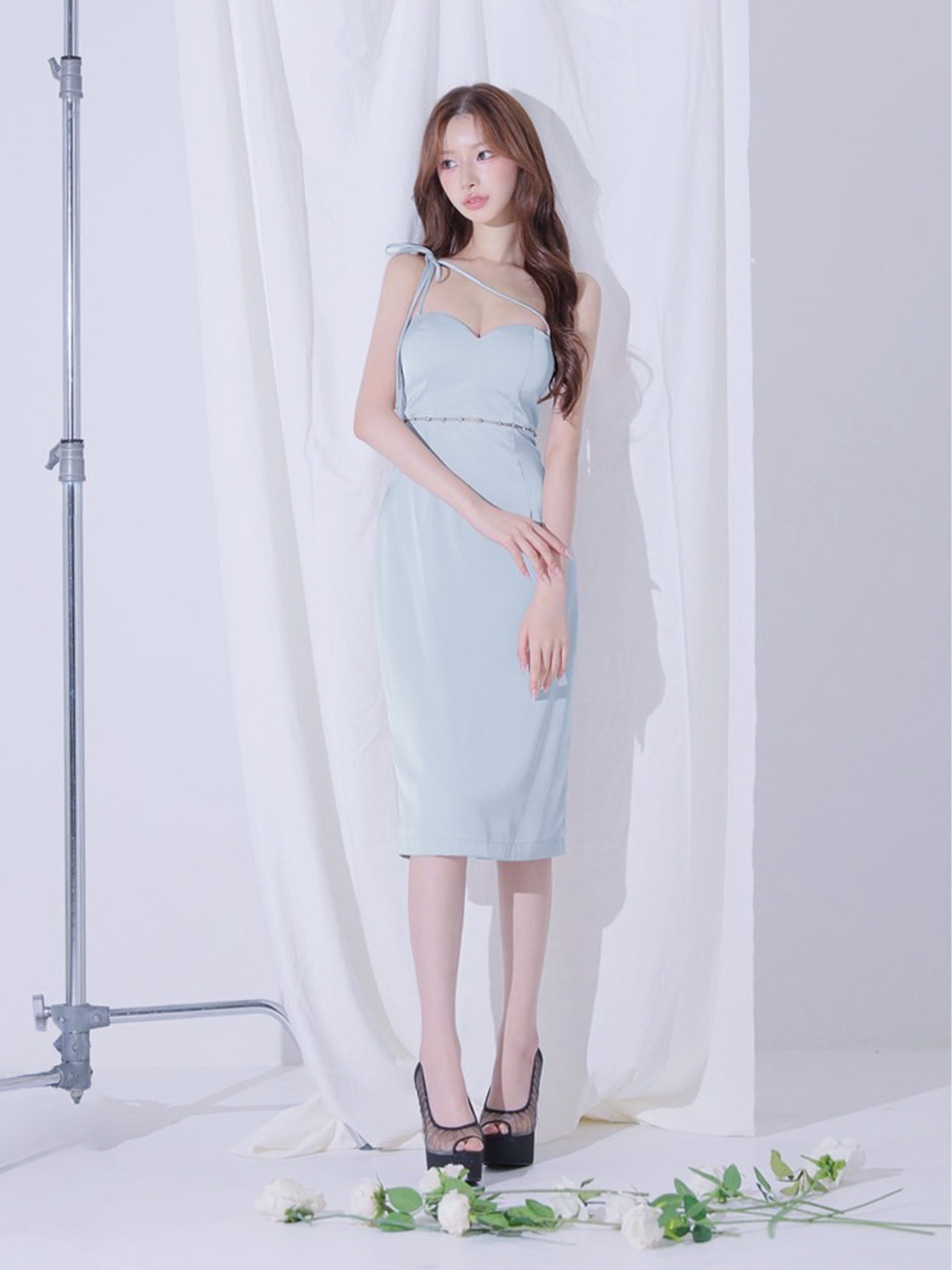 Satin Trace Midi Dress (anier5105)