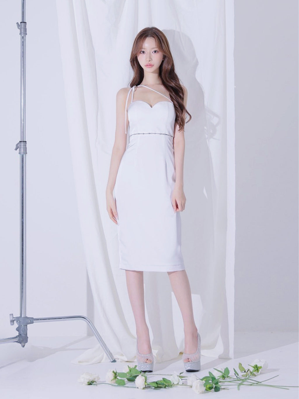 Satin Trace Midi Dress (anier5105)