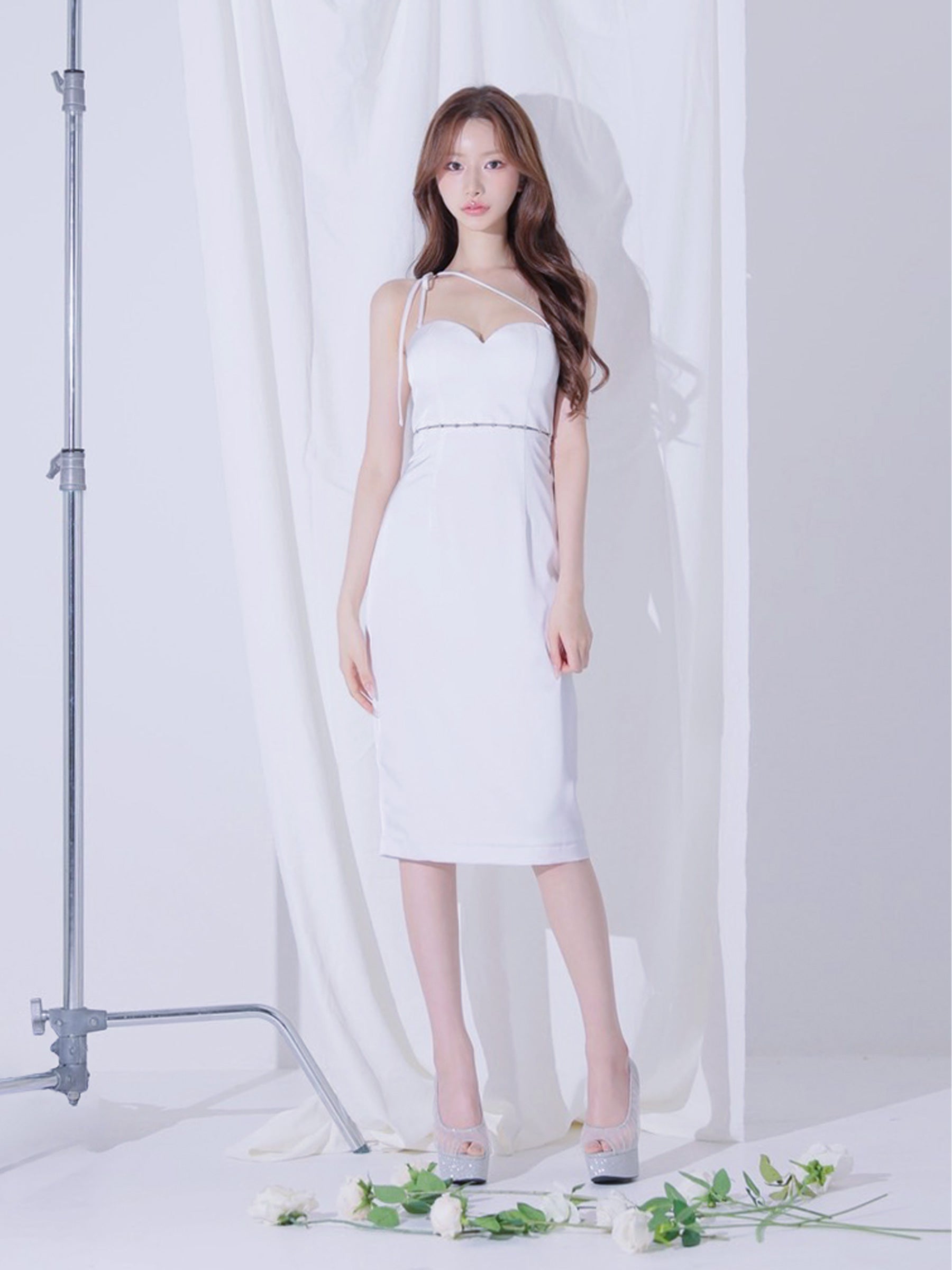 Satin Trace Midi Dress (anier5105)