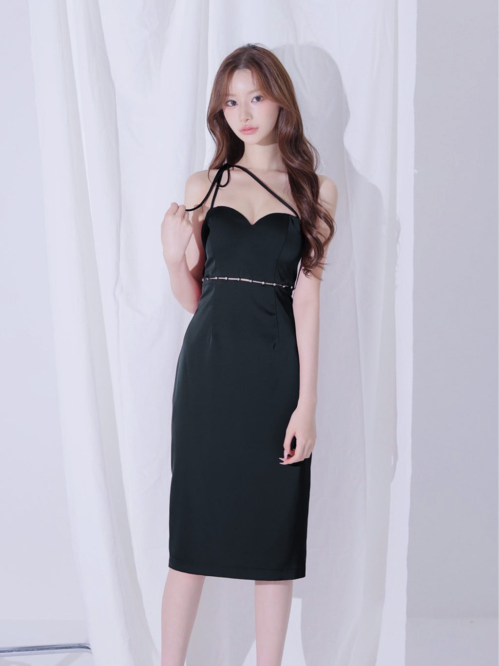 Satin Trace Midi Dress (anier5105)