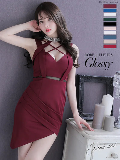 バストクロス×ストレッチタイトミニキャバドレス(GL2053)