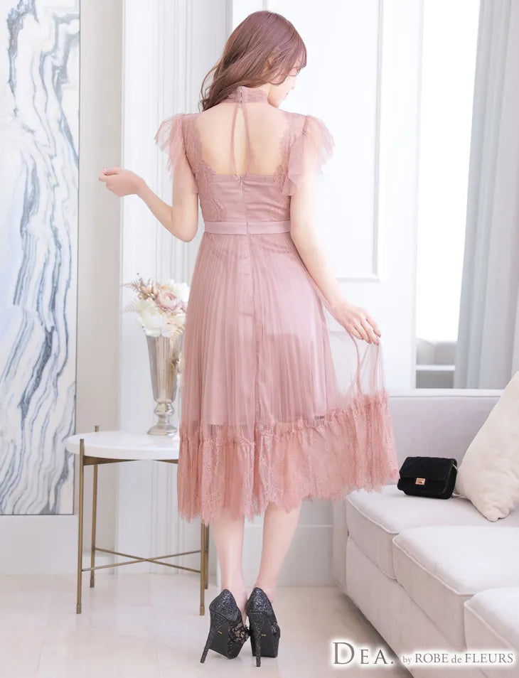 Pleats Tulle Maxi Dress（DE2435）