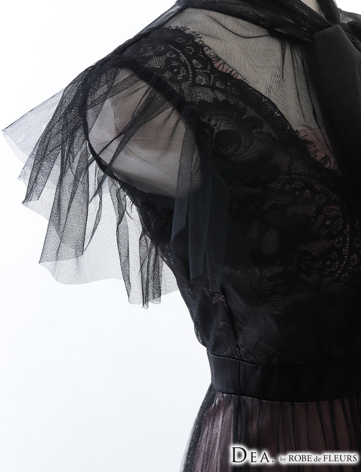 【Lサイズあり】Pleats Tulle Maxi Dress（DE2435）