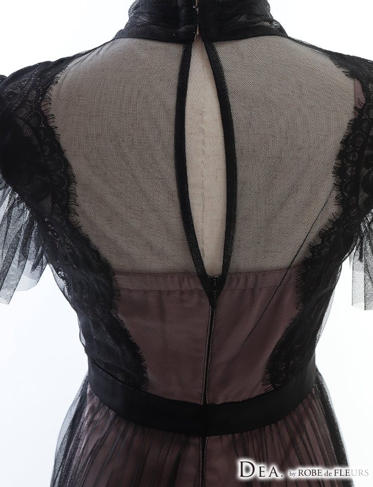 【Lサイズあり】Pleats Tulle Maxi Dress（DE2435）