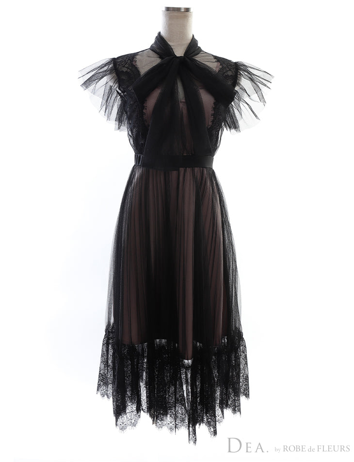 【Lサイズあり】Pleats Tulle Maxi Dress（DE2435）