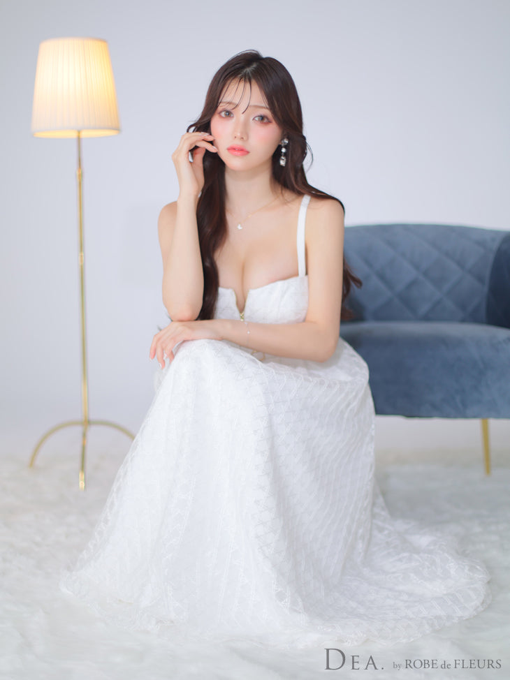 【XS～Lサイズあり】フロントジッパー×チュールフレアロングキャバドレス(DE2974)
