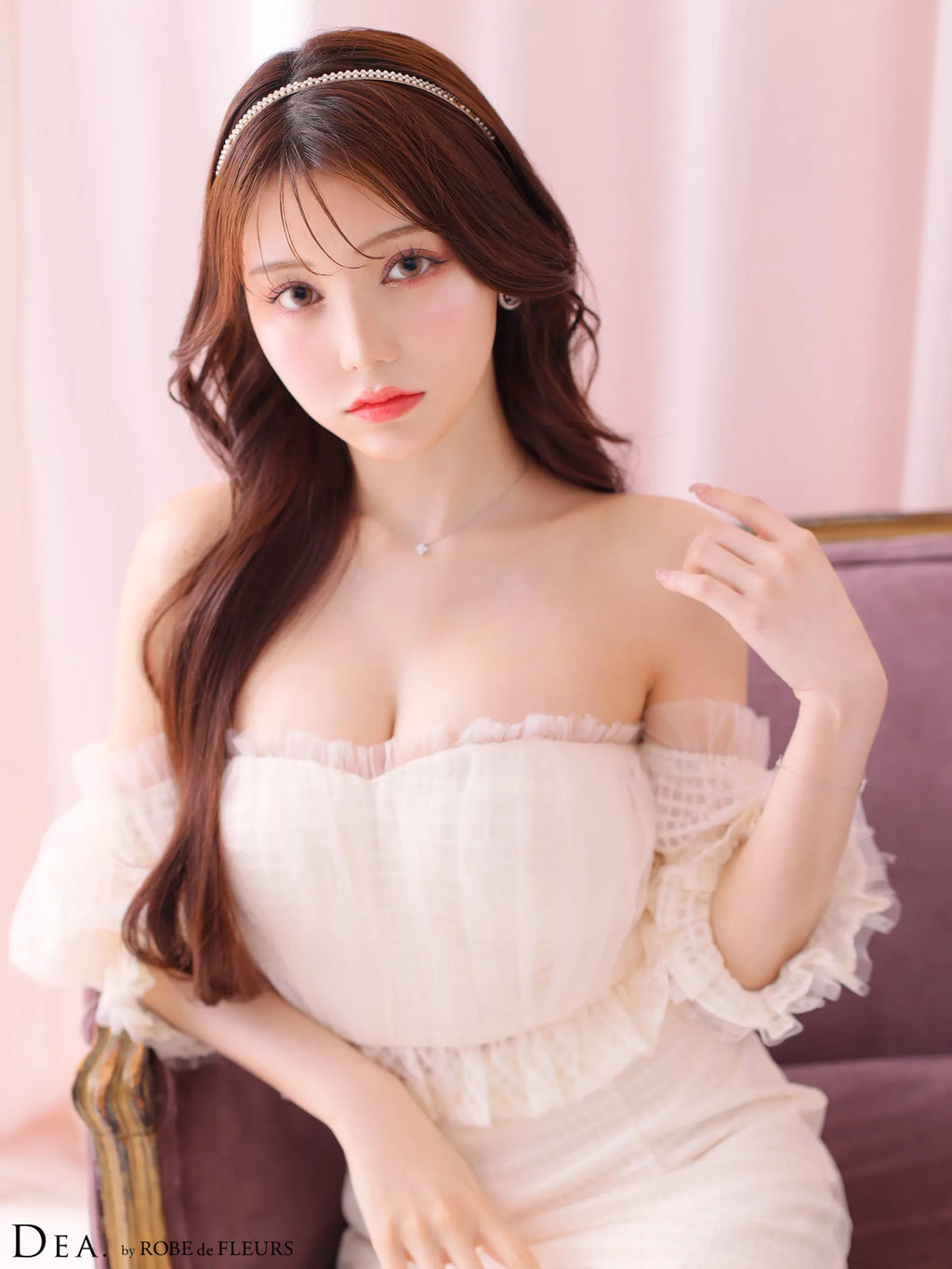 フリルオフショルセットアップロングキャバドレス(DE3601)