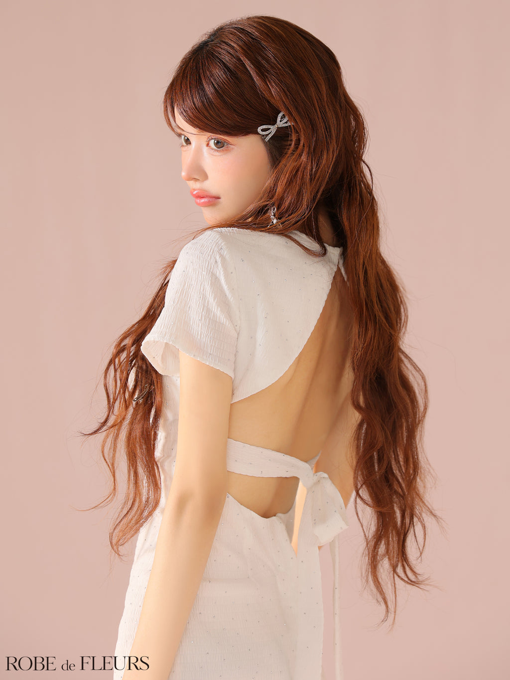 【XSサイズあり】カットデザインビジューワッフルリボンミニキャバドレス(fm3294)