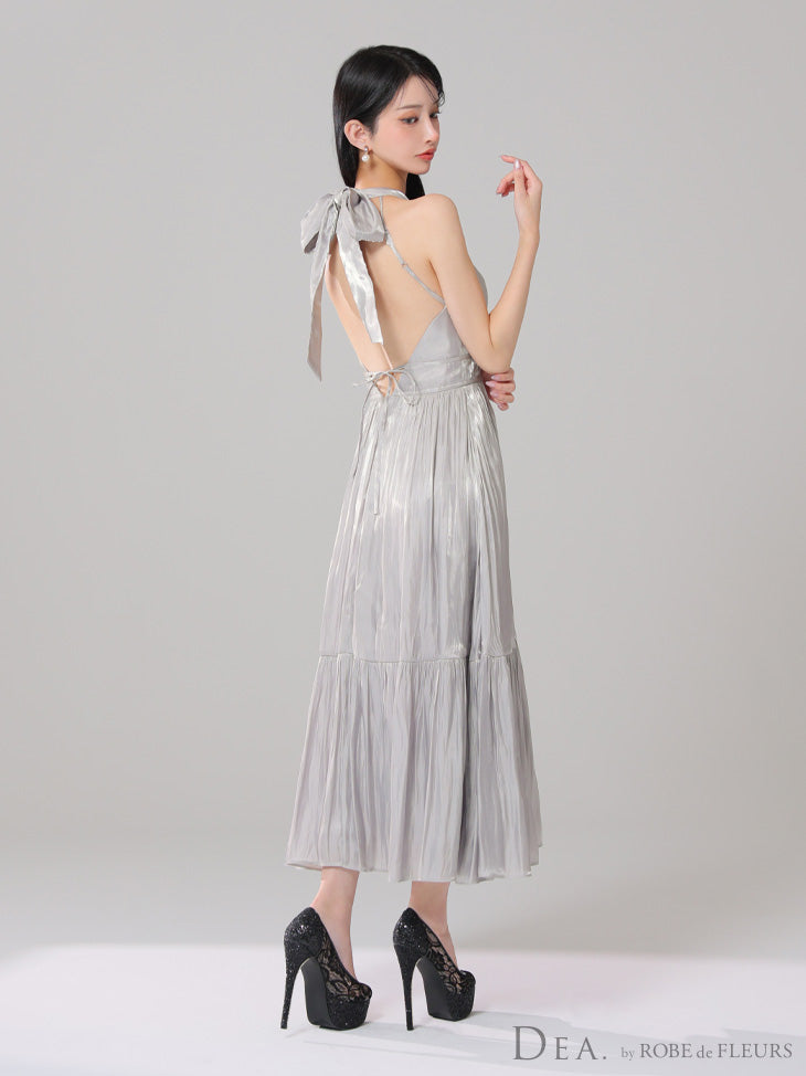 DEA.by ROBE de FLEURS　バストカットサテンリボンフレアロング 2wayバストカットサテンリボンフレアロングキャバドレス(DE3366