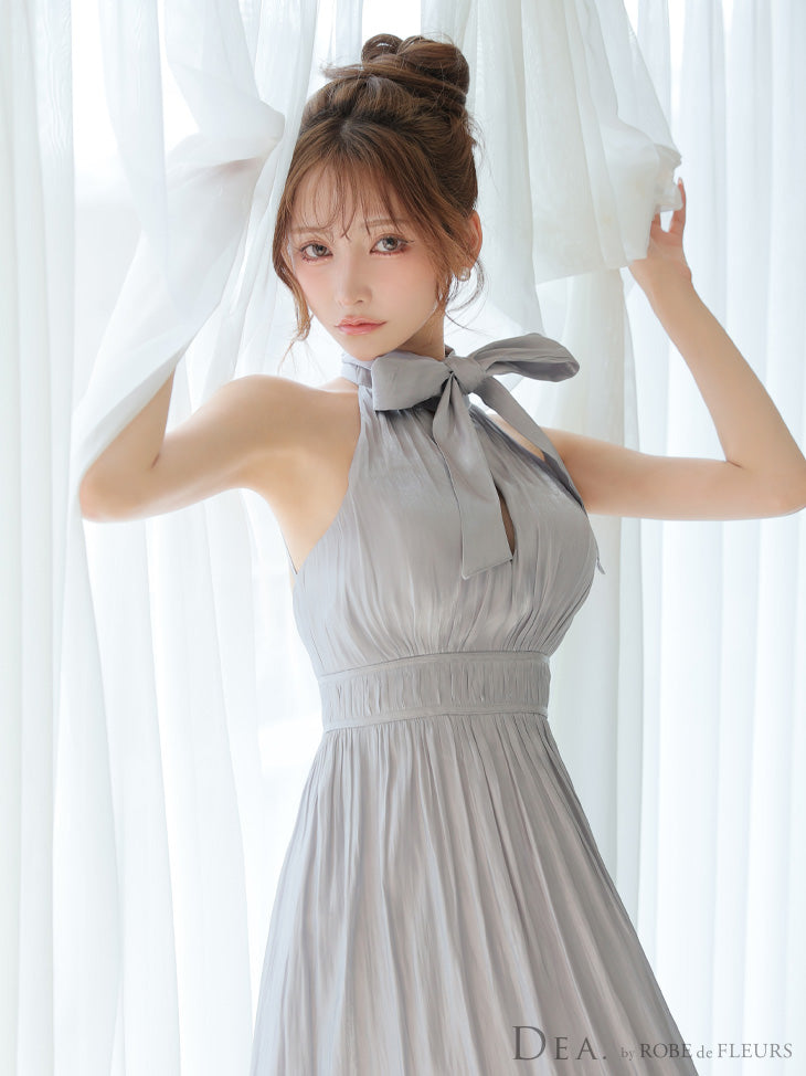 【XS～Lサイズあり】2way♥バストカットサテンリボンフレアロングキャバドレス(DE3366)