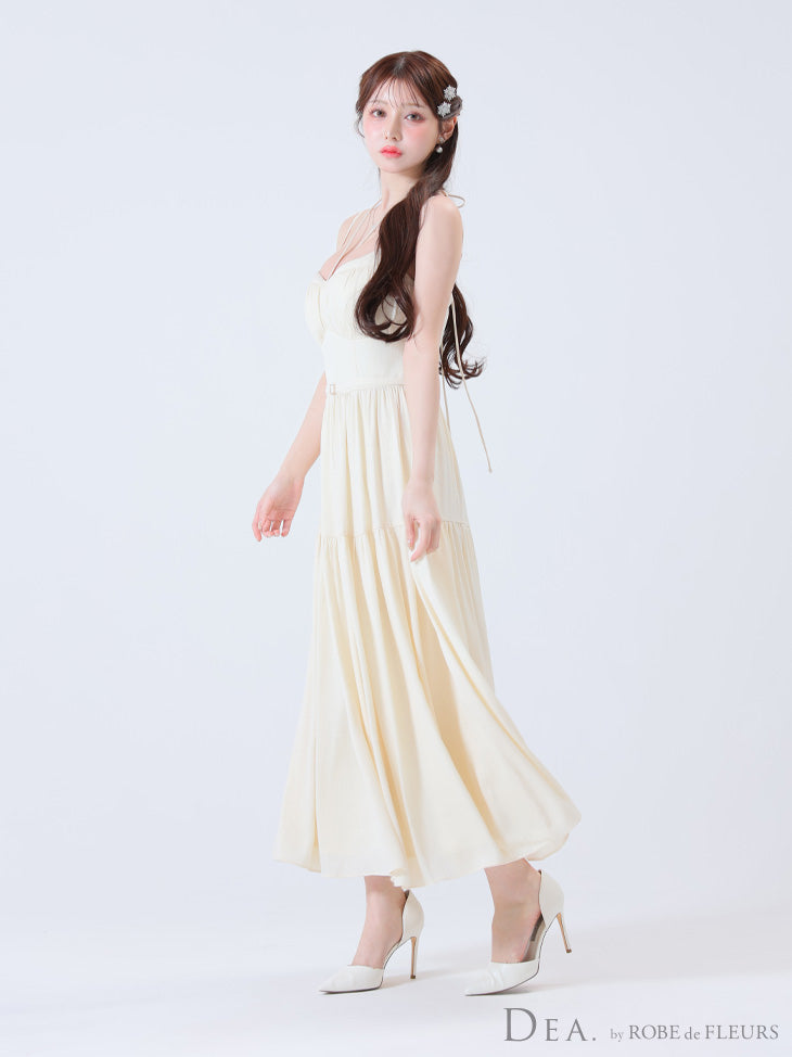 【Lサイズあり】ラメシフォンフレアロングキャミキャバドレス(DE3374)