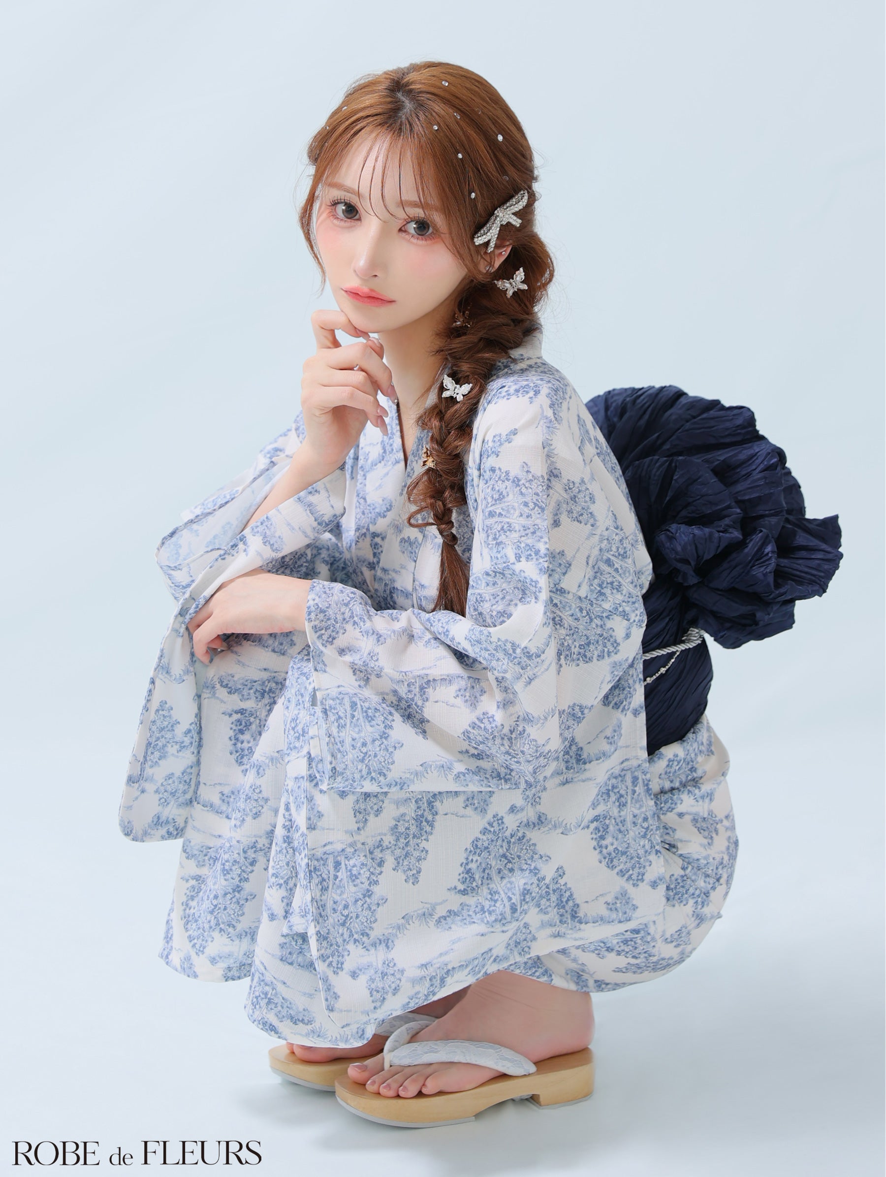 【浴衣】ROBE de FLEURS Floral print yukata　(fm3375)