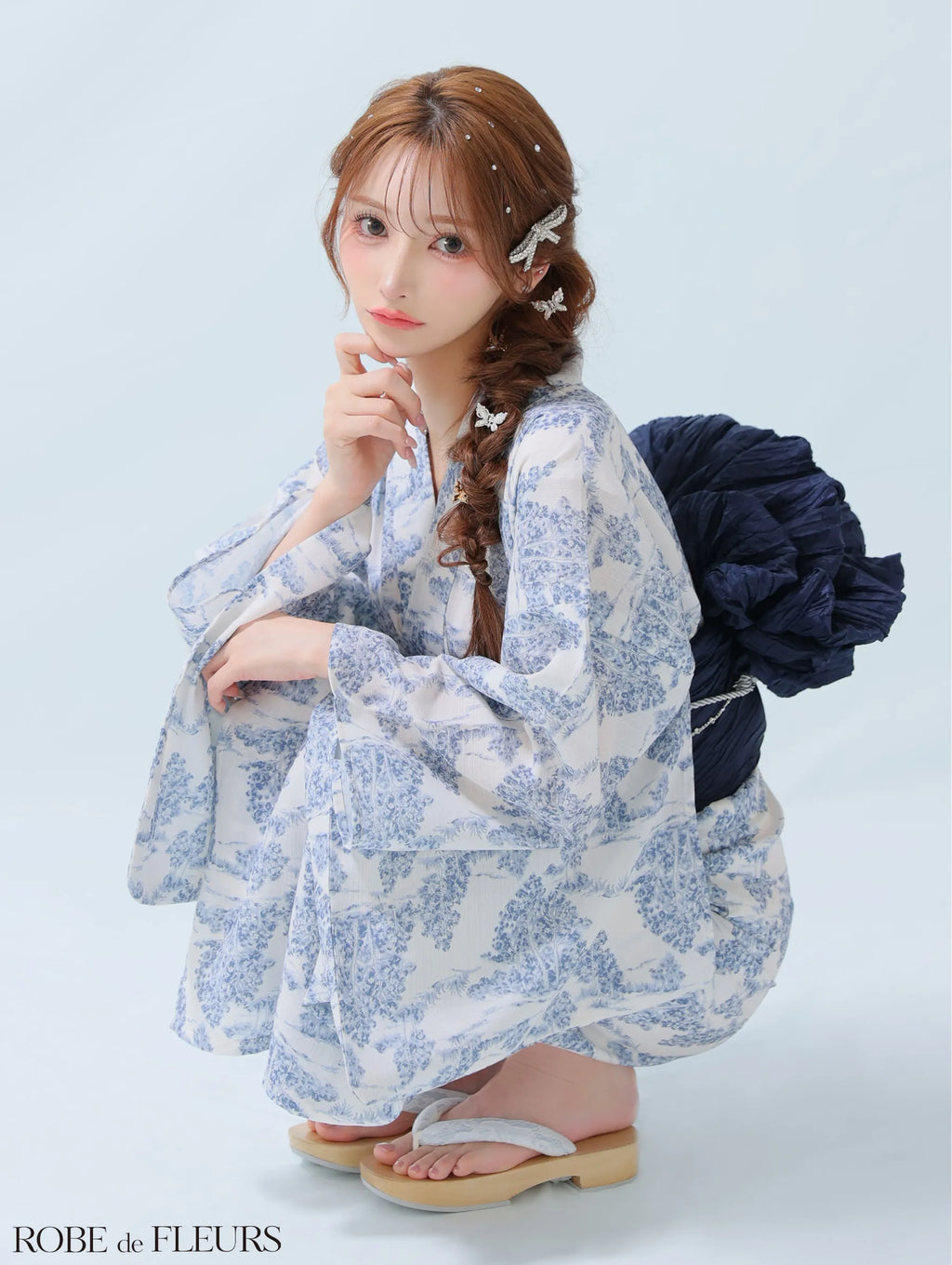 【浴衣】ROBE de FLEURS Floral print yukata　(fm3375)