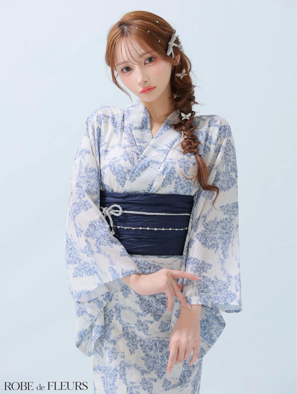 【浴衣】ROBE de FLEURS Floral print yukata　(fm3375)