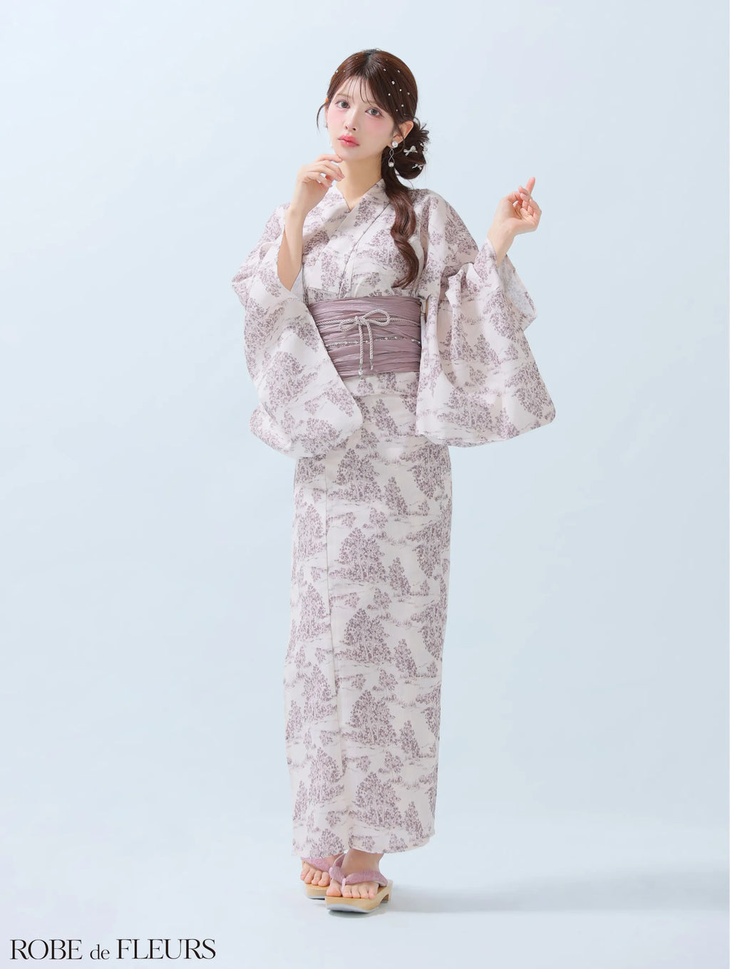【浴衣】ROBE de FLEURS Floral print yukata　(fm3375)