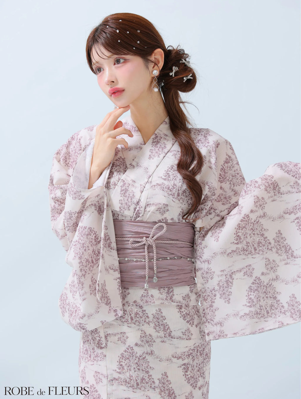【浴衣】ROBE de FLEURS Floral print yukata　(fm3375)
