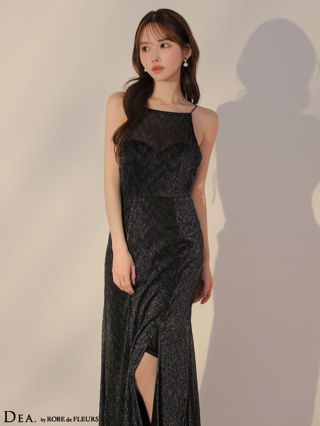 【XS～Lサイズあり】ラメニットストレッチキャミロングキャバドレス(DE3383)