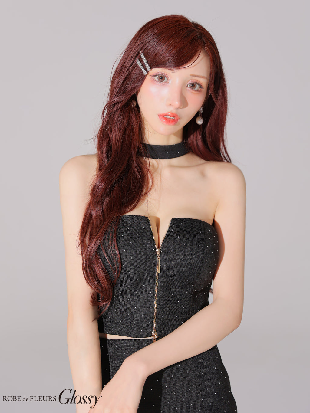 【XSサイズあり】ストーンツイードセンタージップセットアップミニキャバドレス(GL3397)