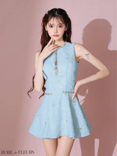 ビジューラインノースリーブフレアミニキャバドレス(fm3439)