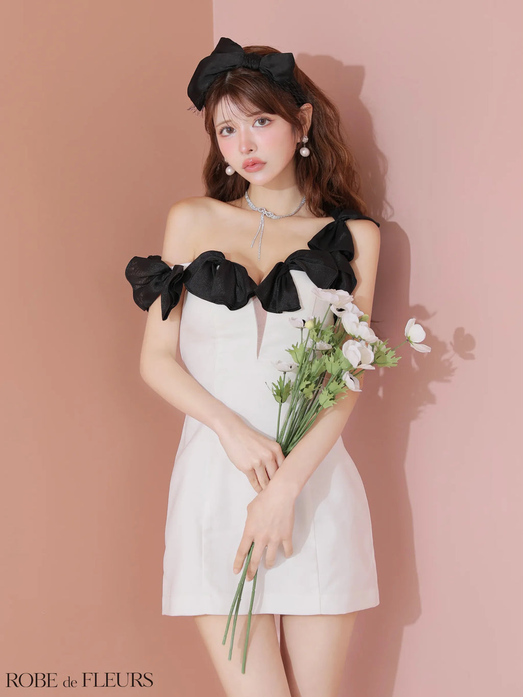 シフォンリボンワンショルタイトミニキャバドレス(fm3460)