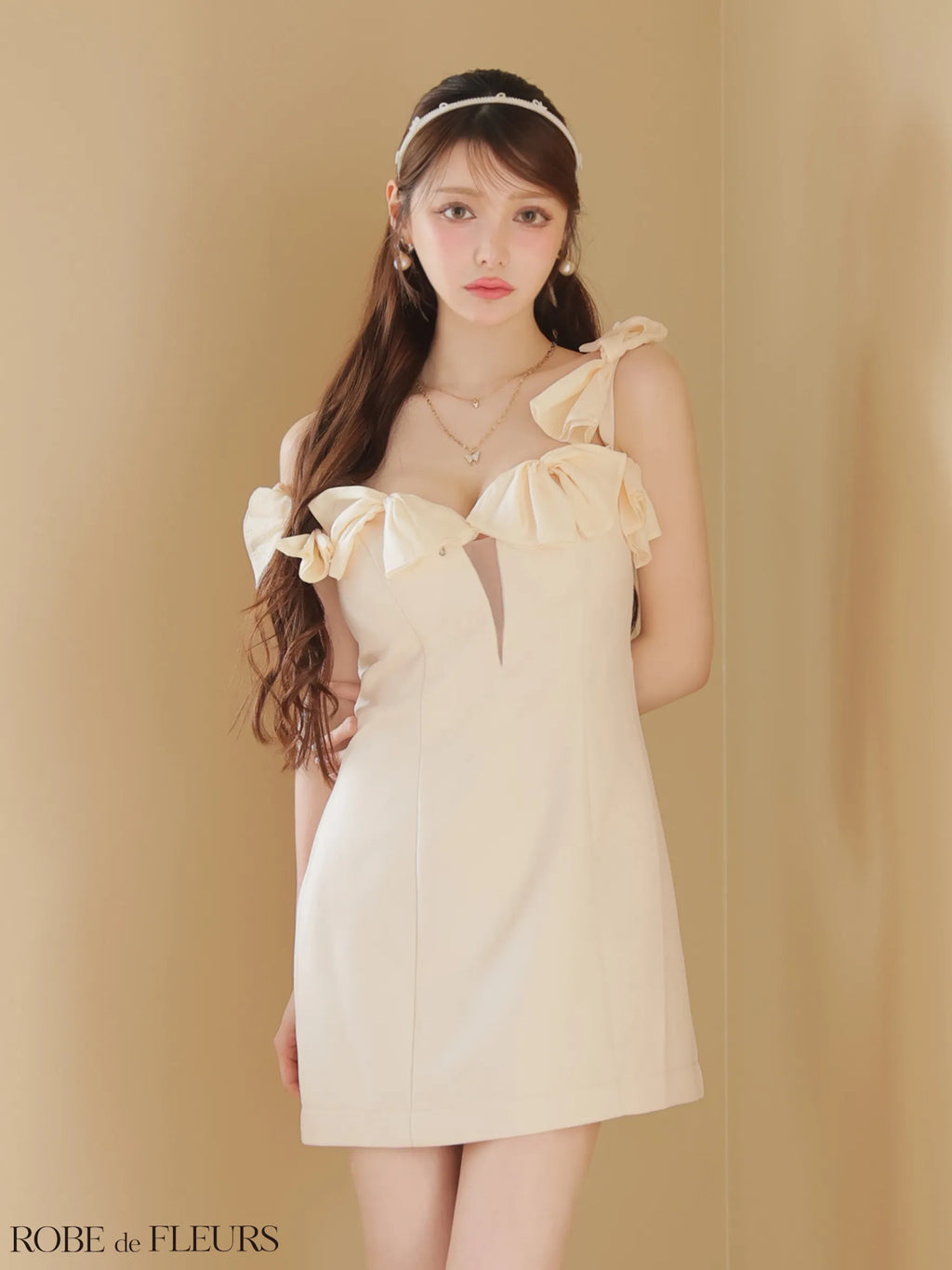 シフォンリボンワンショルタイトミニキャバドレス(fm3460)