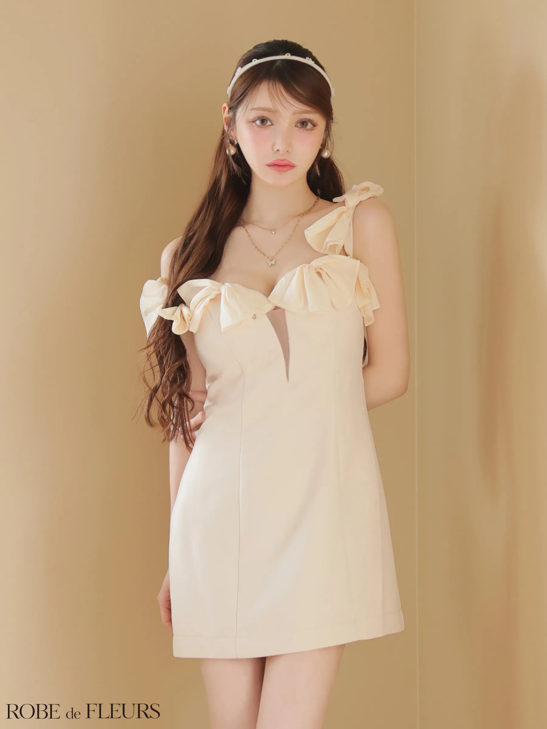 シフォンリボンワンショルタイトミニキャバドレス(fm3460)
