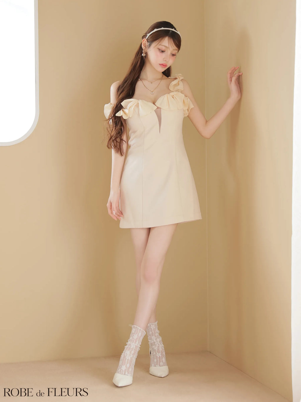 シフォンリボンワンショルタイトミニキャバドレス(fm3460)