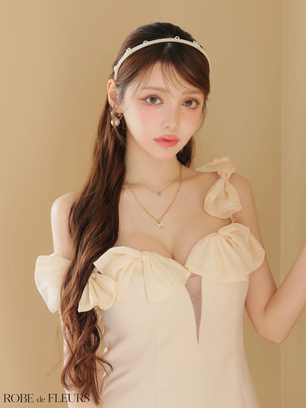 シフォンリボンワンショルタイトミニキャバドレス(fm3460)