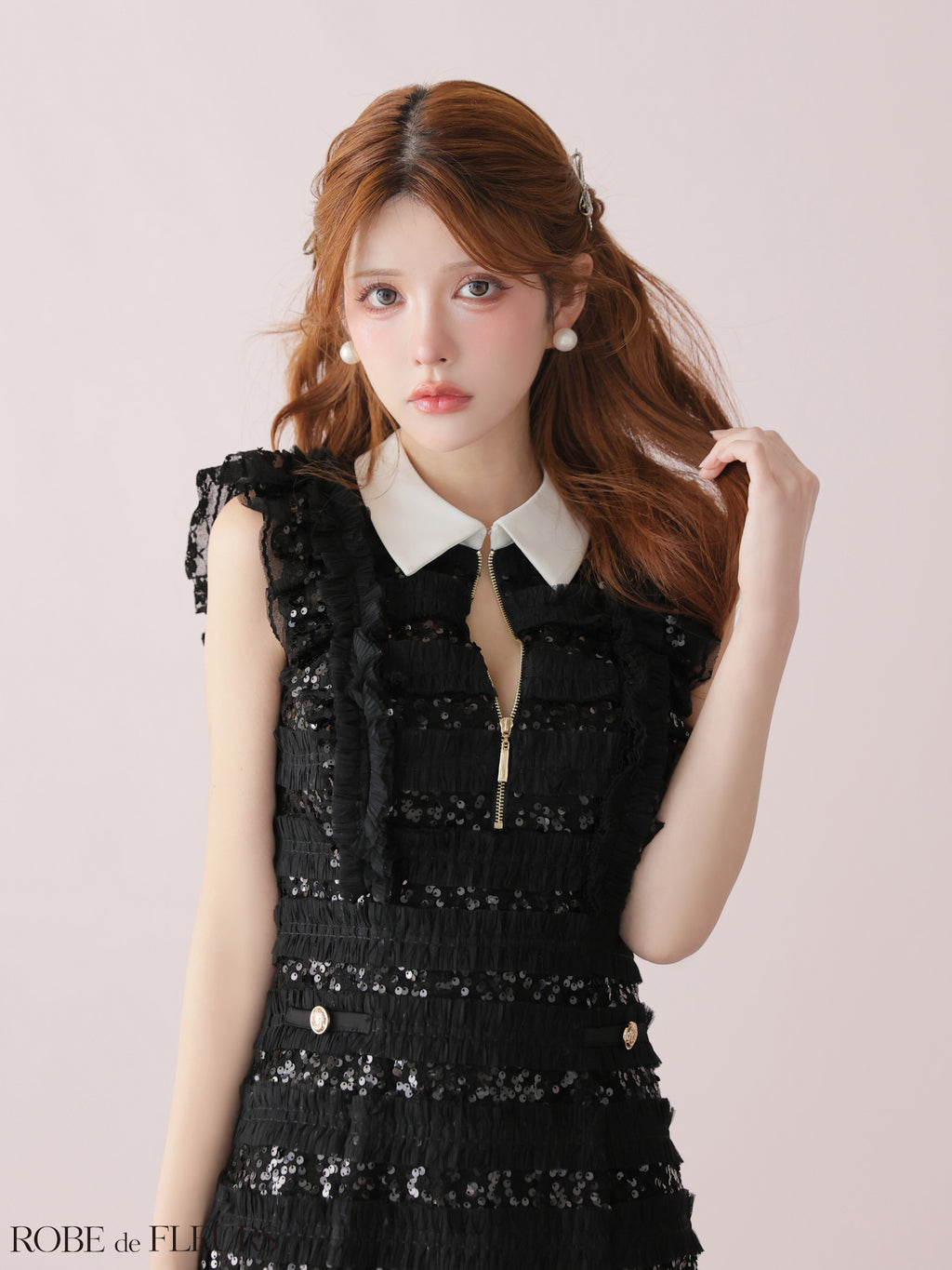★予約商品★【9月中旬頃入荷予定】【XSサイズあり】フリルスパンコールチュールミニキャバドレス (fm3480)
