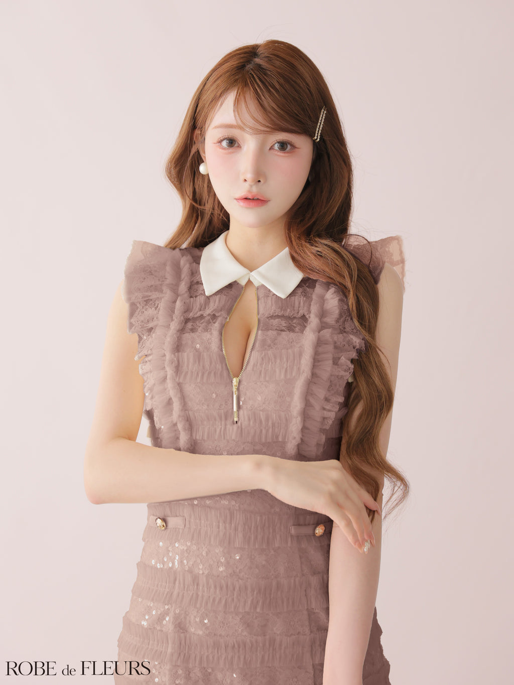 ★予約商品★【9月中旬頃入荷予定】【XSサイズあり】フリルスパンコールチュールミニキャバドレス (fm3480)