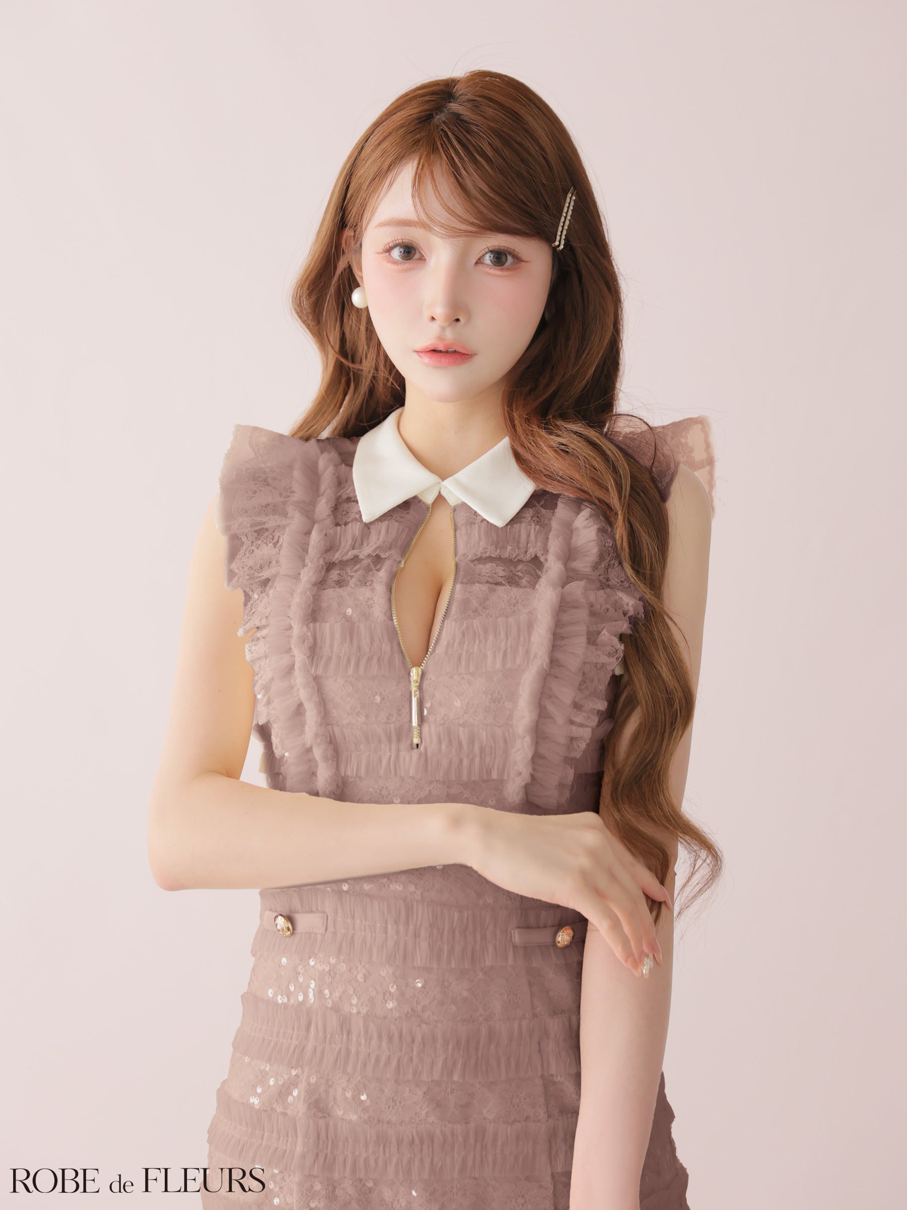 ★予約商品★【9月中旬頃入荷予定】【XSサイズあり】フリルスパンコールチュールミニキャバドレス (fm3480)