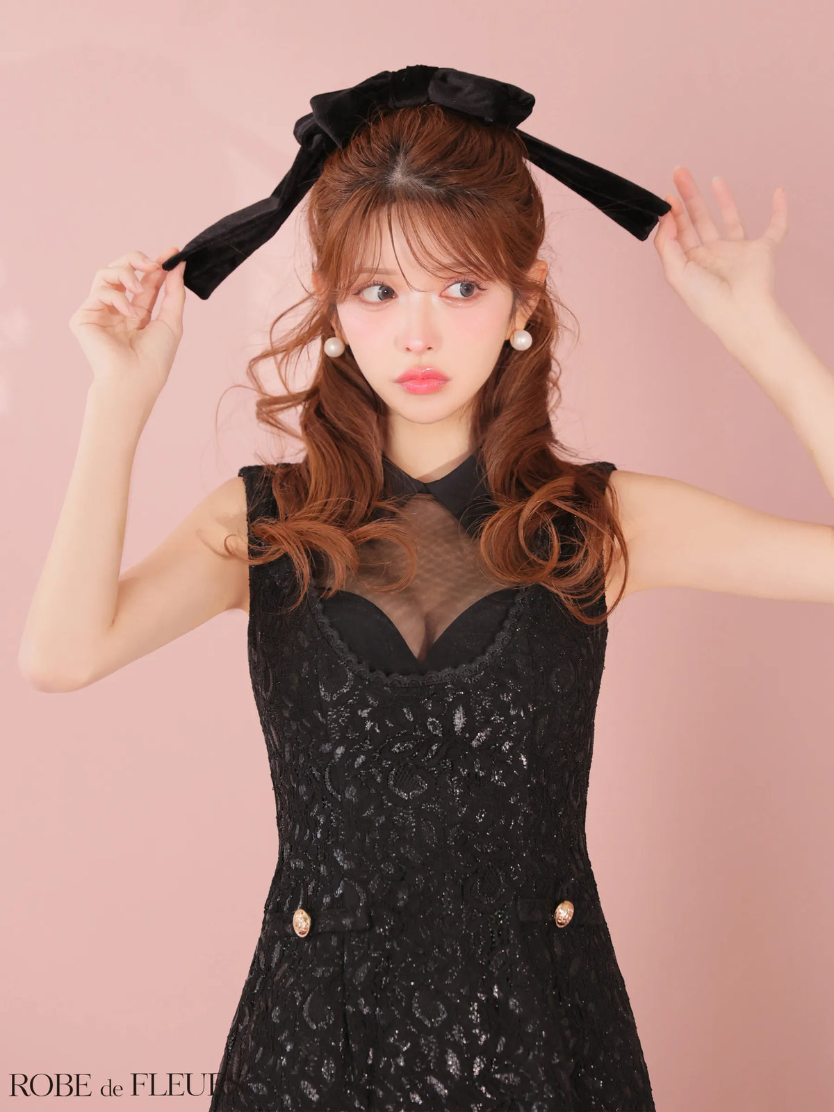 襟付きシースルーデコルテレースミニキャバドレス (fm3490) – ROBE de
