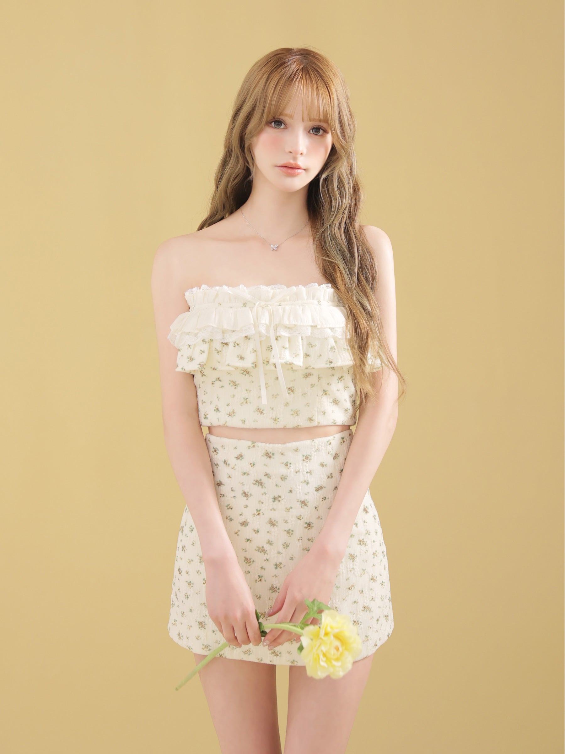 ★予約商品★【7月中旬頃入荷予定】【XSサイズあり】フローラルレースフリルセットアップミニキャバドレス (fm3495)