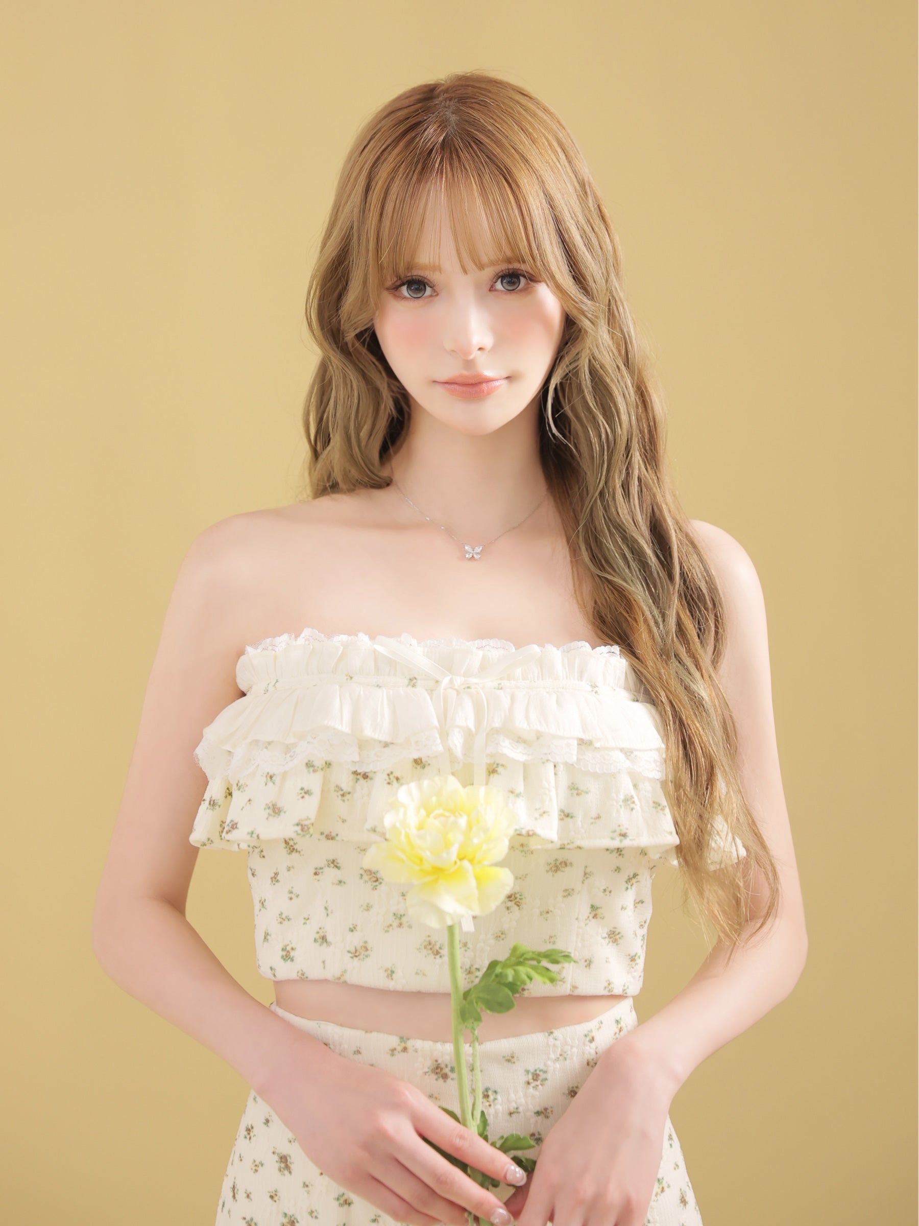 ★予約商品★【7月中旬頃入荷予定】【XSサイズあり】フローラルレースフリルセットアップミニキャバドレス (fm3495)