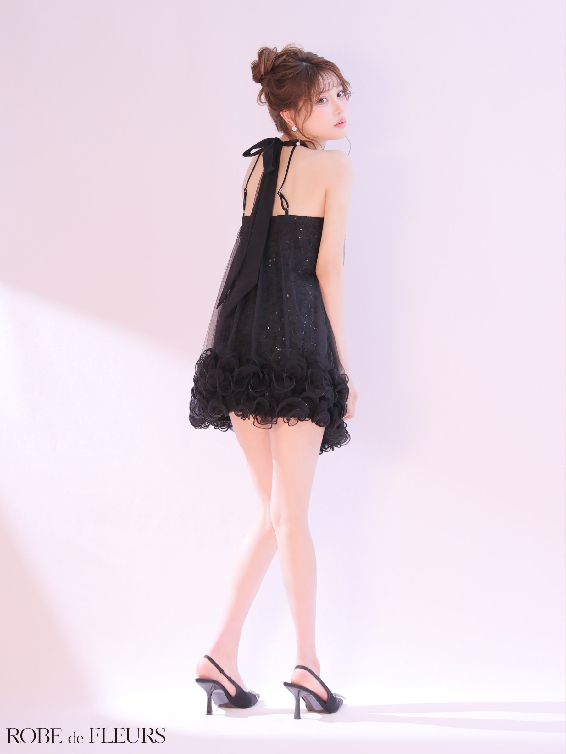 ★予約商品★【7月上旬頃入荷予定】【XSサイズあり】レーススパンコールチュールミニキャバドレス (fm3497)