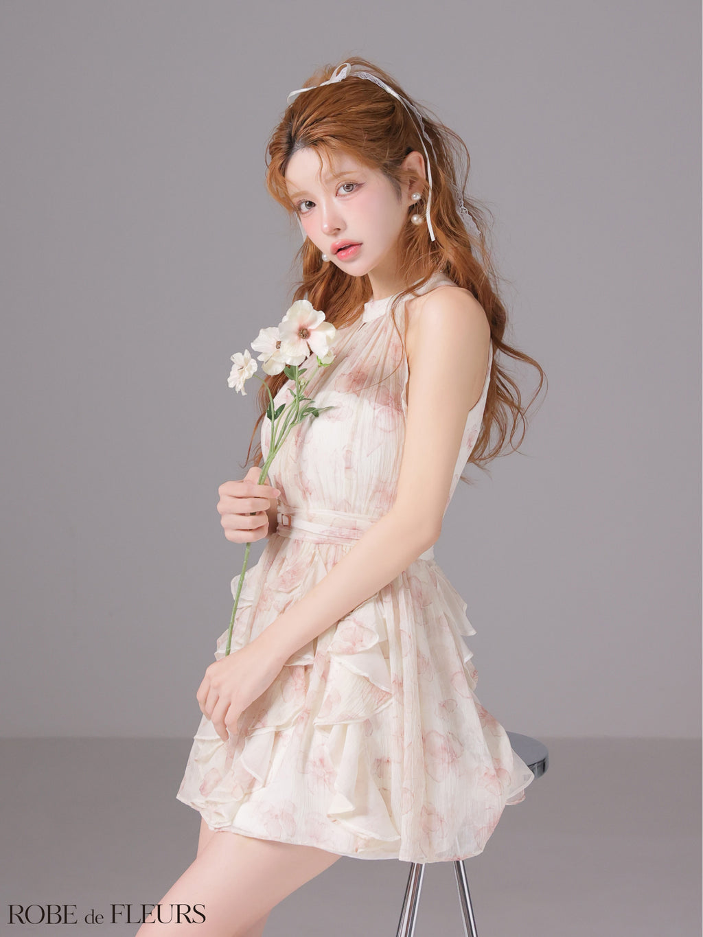 ★予約商品★【9月中旬頃入荷予定】【XSサイズあり】フラワーシフォンホルターミニキャバドレス (fm3498)