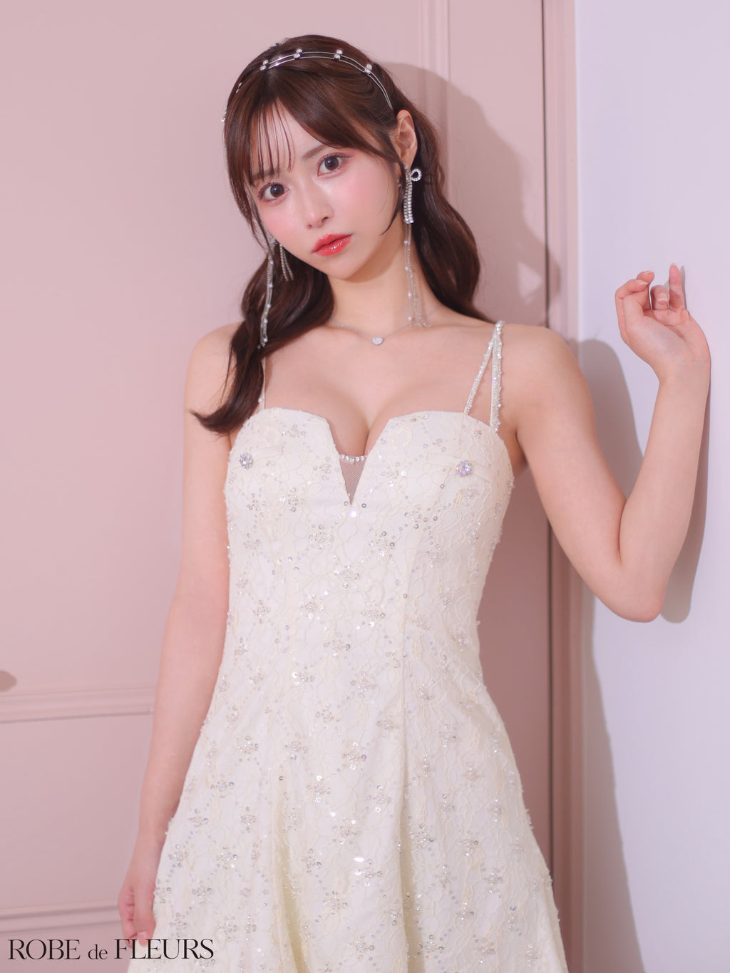 【XSサイズあり】バストカットビジュースパンコールサテンキャミキャバドレス(fm3551)