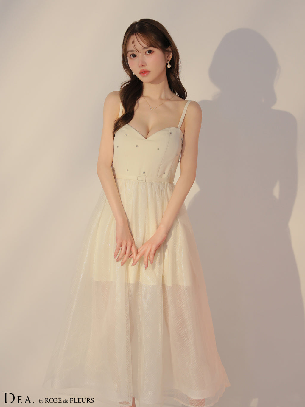 【Lサイズあり】リッチオーガンジーフレアロングキャバドレス(DE3587)