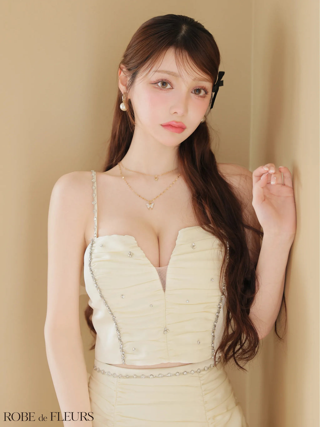 【予約】サテンビジューレースセットアップミニキャバドレス(fm3598)