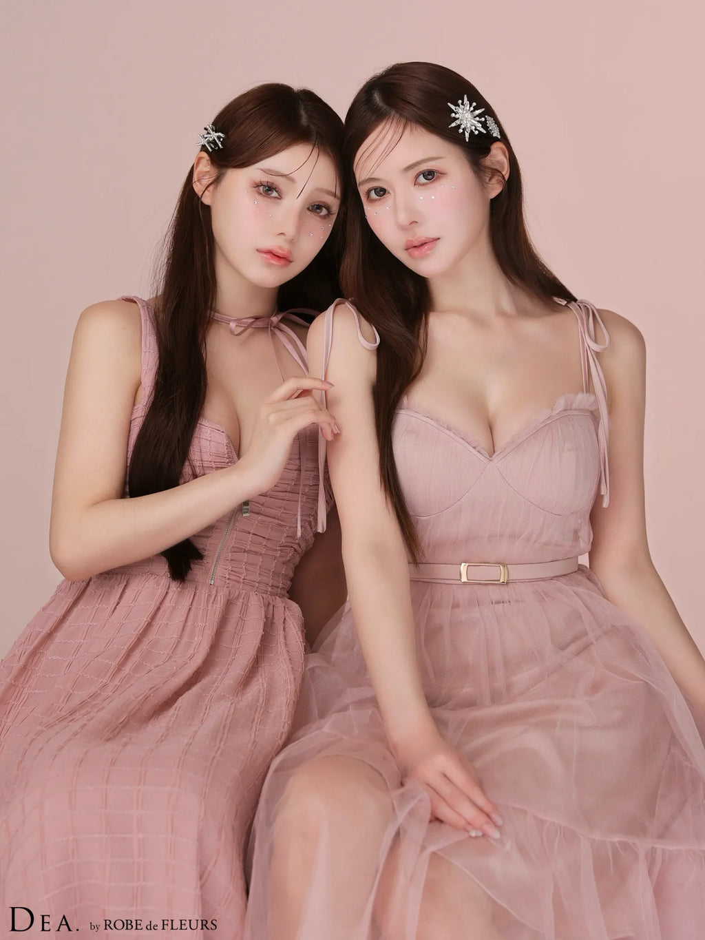 ショルダーリボンフレアチュールロングキャバドレス(DE3745)