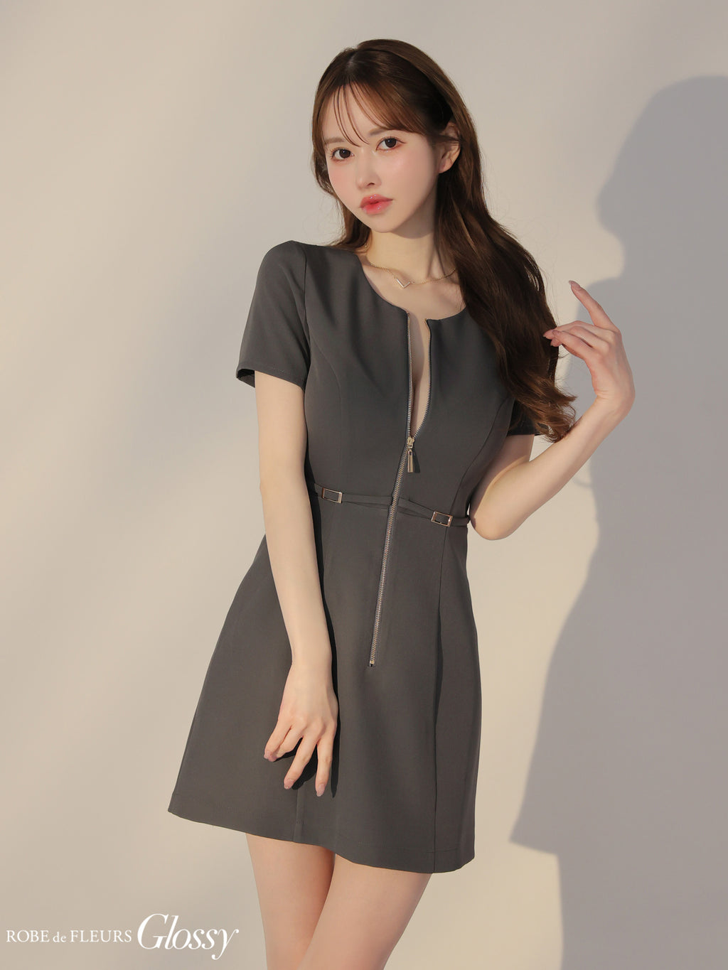 【XSサイズあり】バックレースセンタージップベルトミニキャバドレス(GL3795)