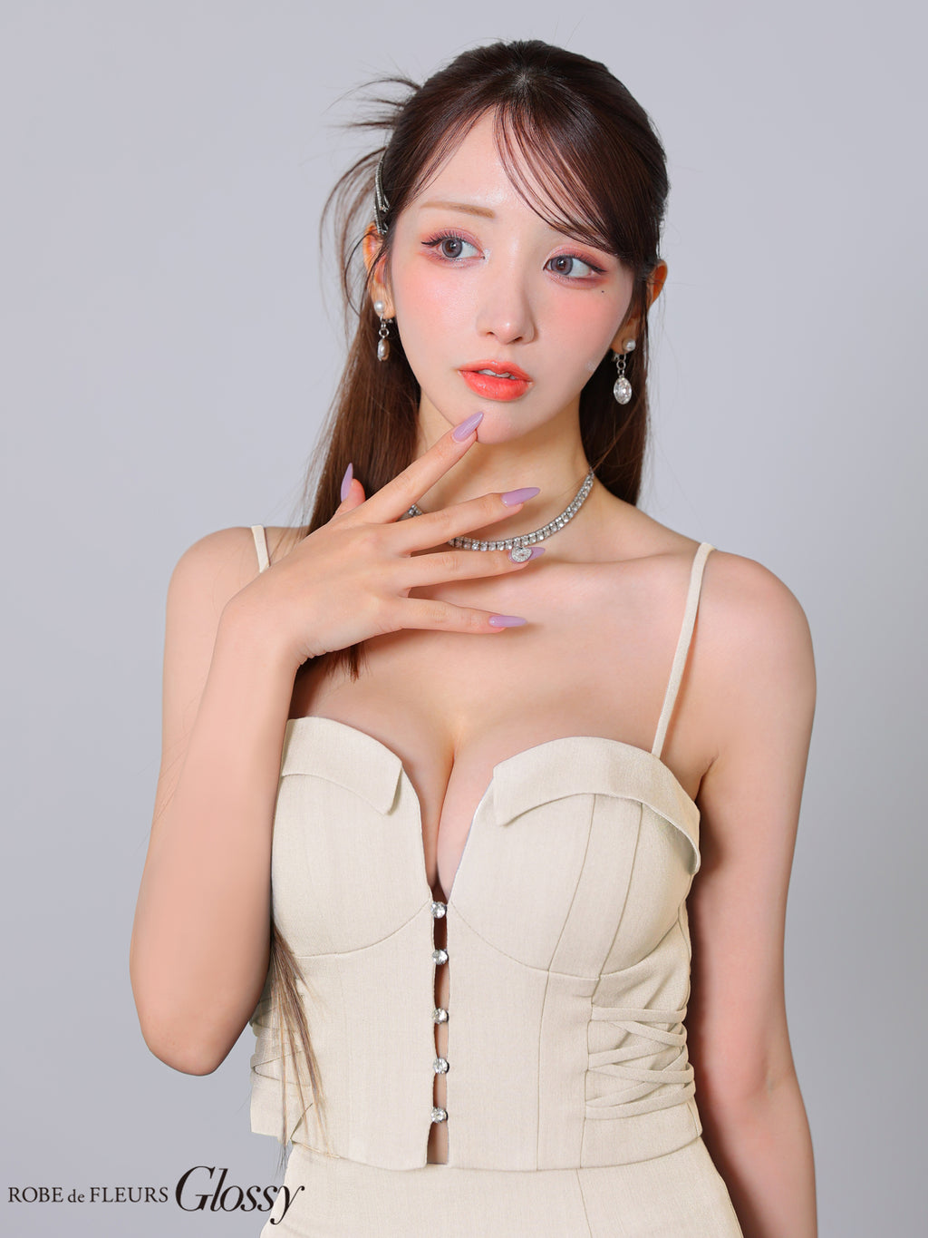 【XSサイズあり】サイド編み上げバストカットタイトミニキャバドレス(GL3903)