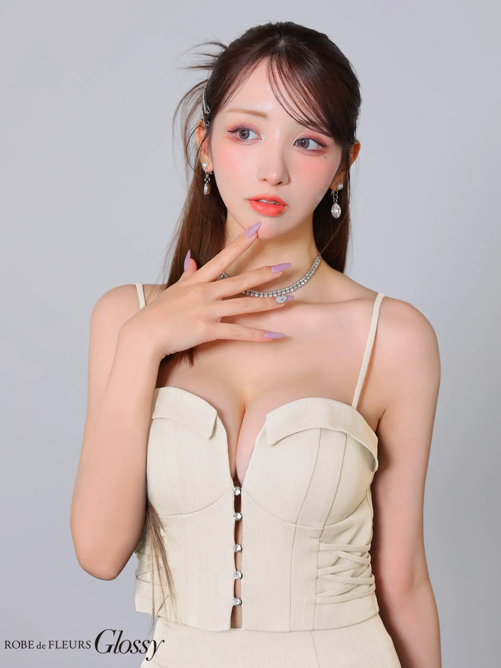 サイド編み上げバストカットタイトミニキャバドレス(GL3903)