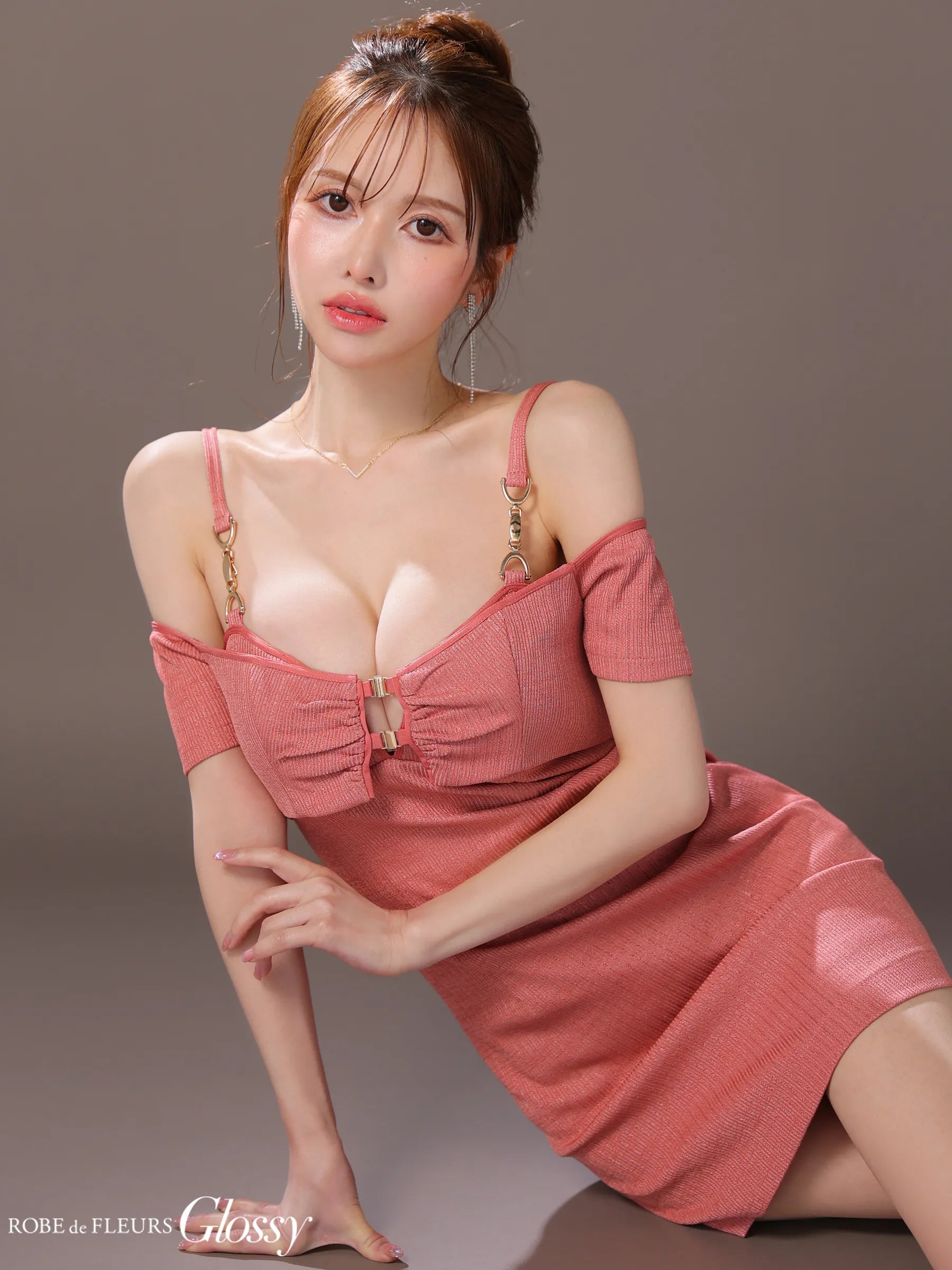 2wayボレロ付きシンプルリブタイトキャミキャバドレス(GL3906)