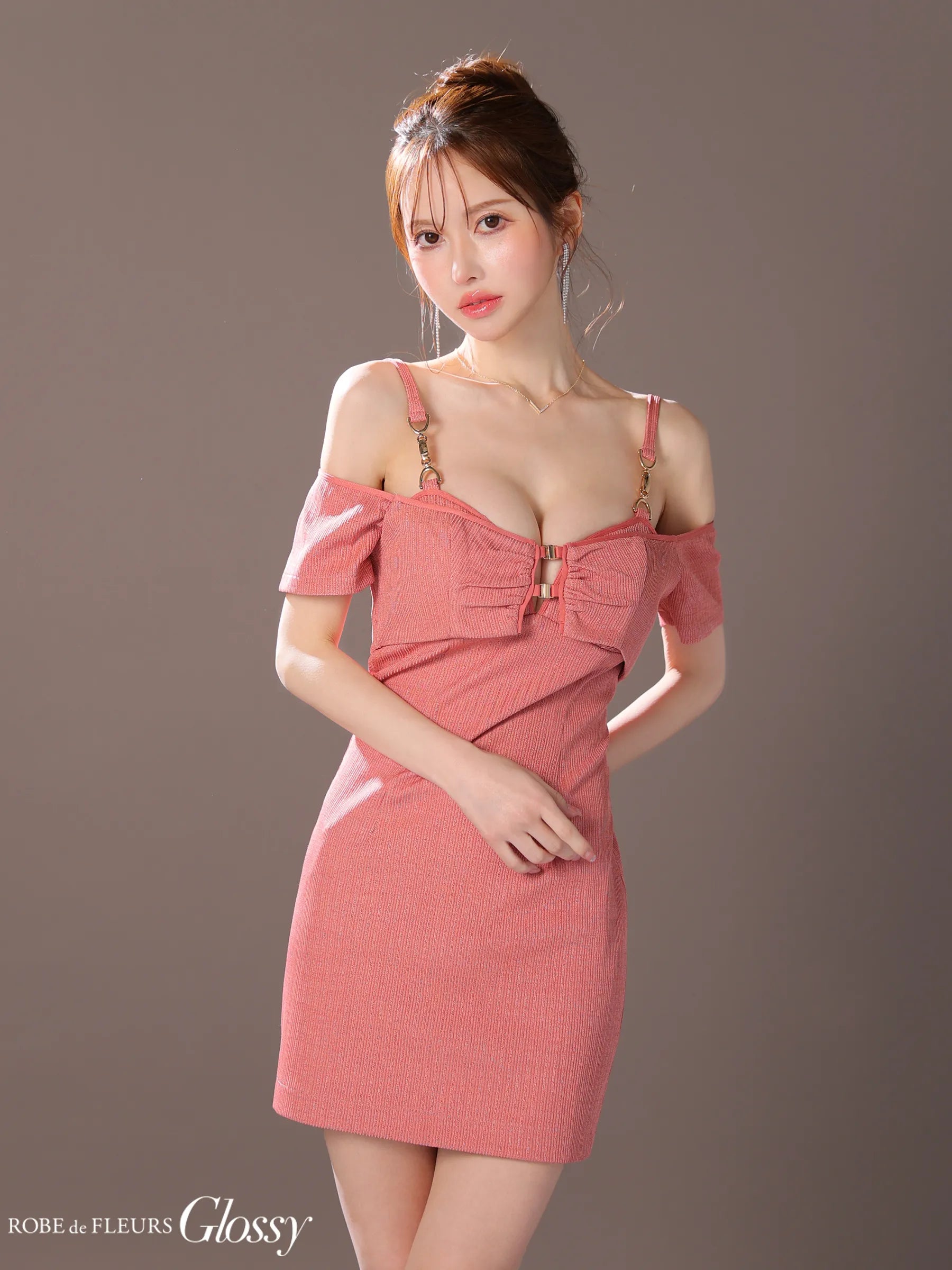 2wayボレロ付きシンプルリブタイトキャミキャバドレス(GL3906)