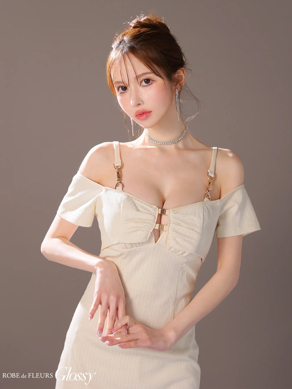 2wayボレロ付きシンプルリブタイトキャミキャバドレス(GL3906)