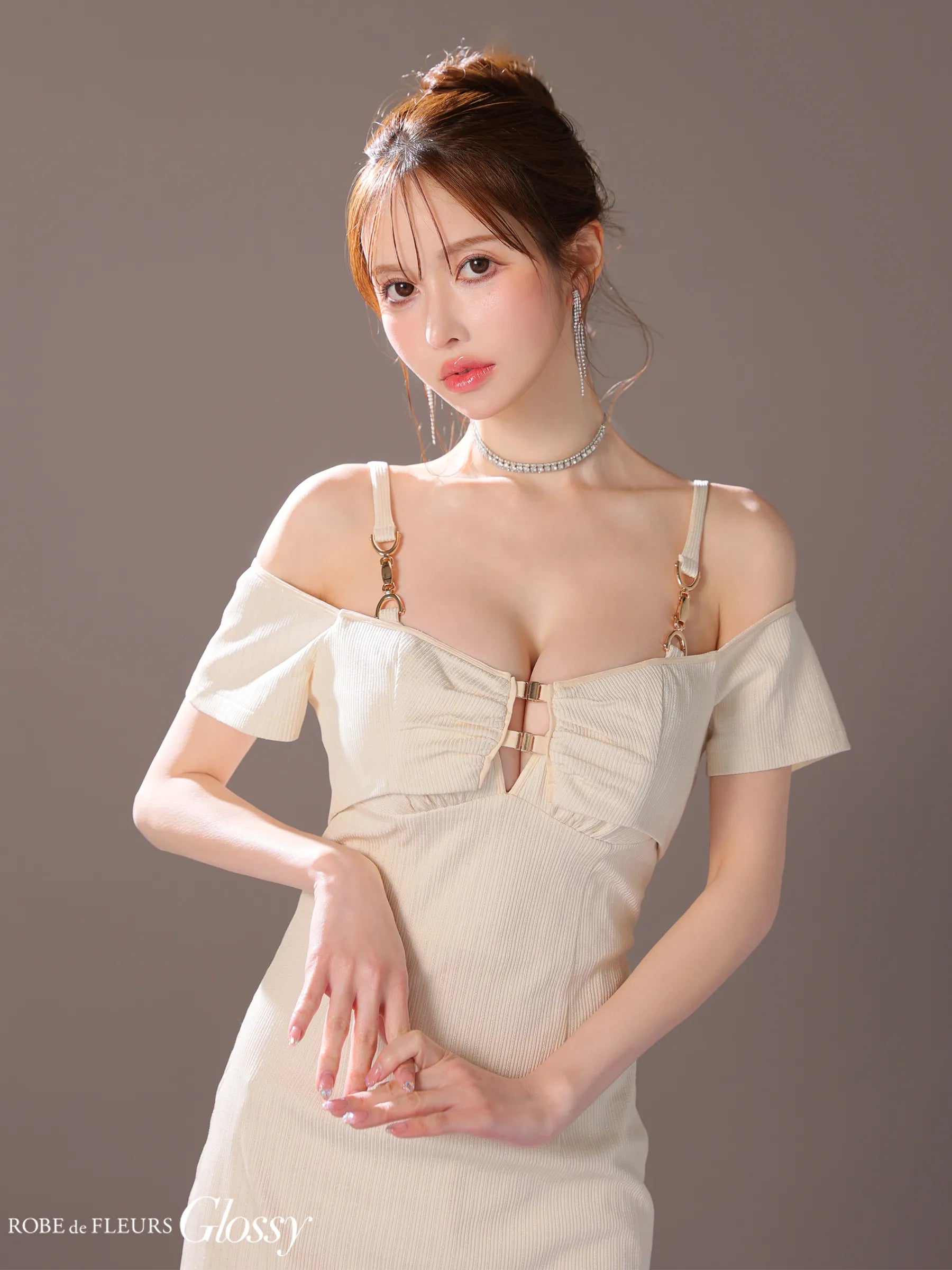 2wayボレロ付きシンプルリブタイトキャミキャバドレス(GL3906)
