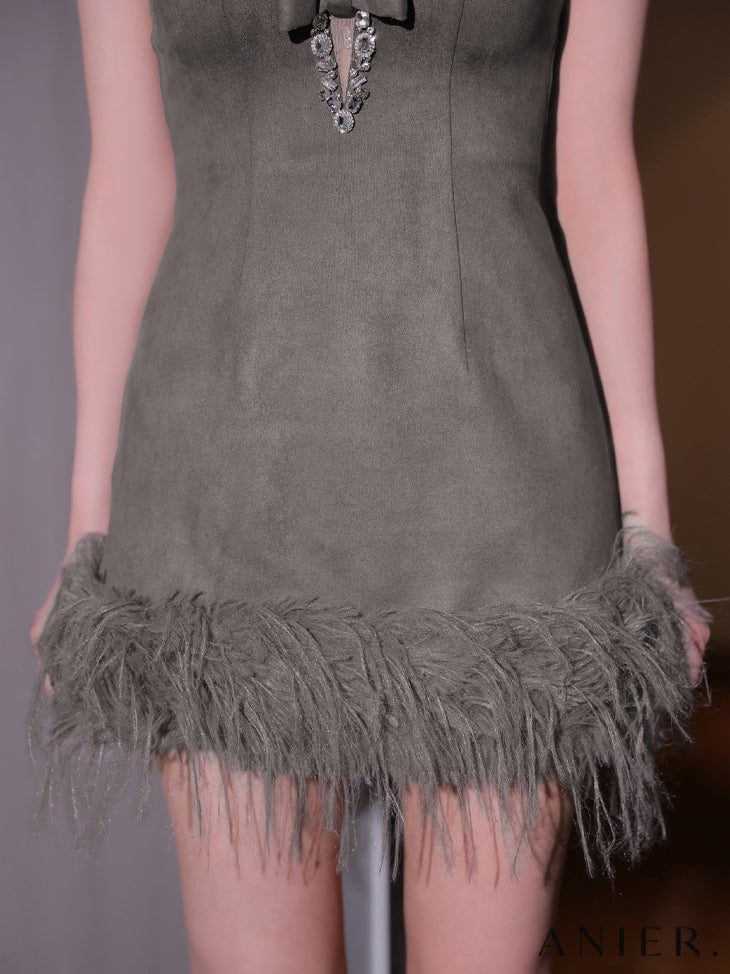 【XSサイズあり】Sparkly ribbons voluminous fur cat ears halloween dress (anier4053)